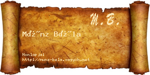 Münz Béla névjegykártya
